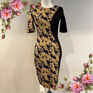 French Connection Elegant fitted short sleeve leaf print Dress